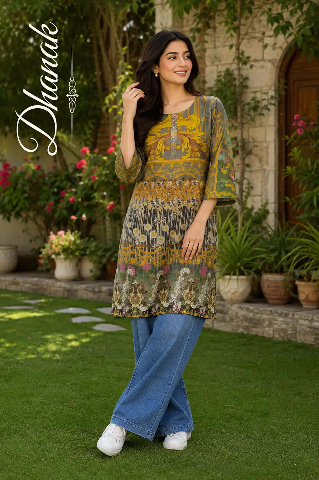 1 Pc Women's Stitched Dhanak Printed Shirt