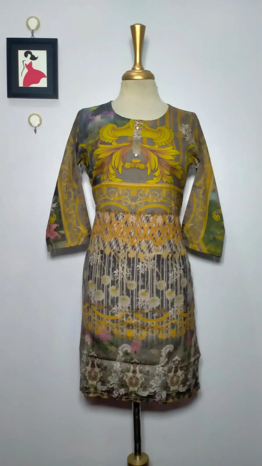 1 Pc Women's Stitched Dhanak Printed Shirt