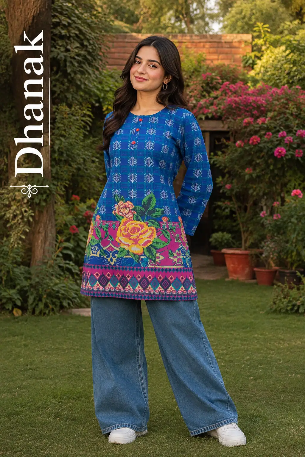 1 Pc Women's Stitched Dhanak Printed Shirt