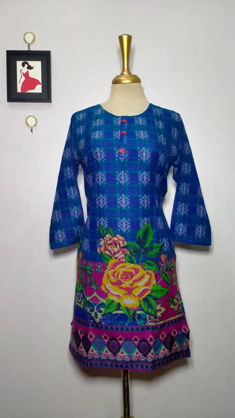 1 Pc Women's Stitched Dhanak Printed Shirt
