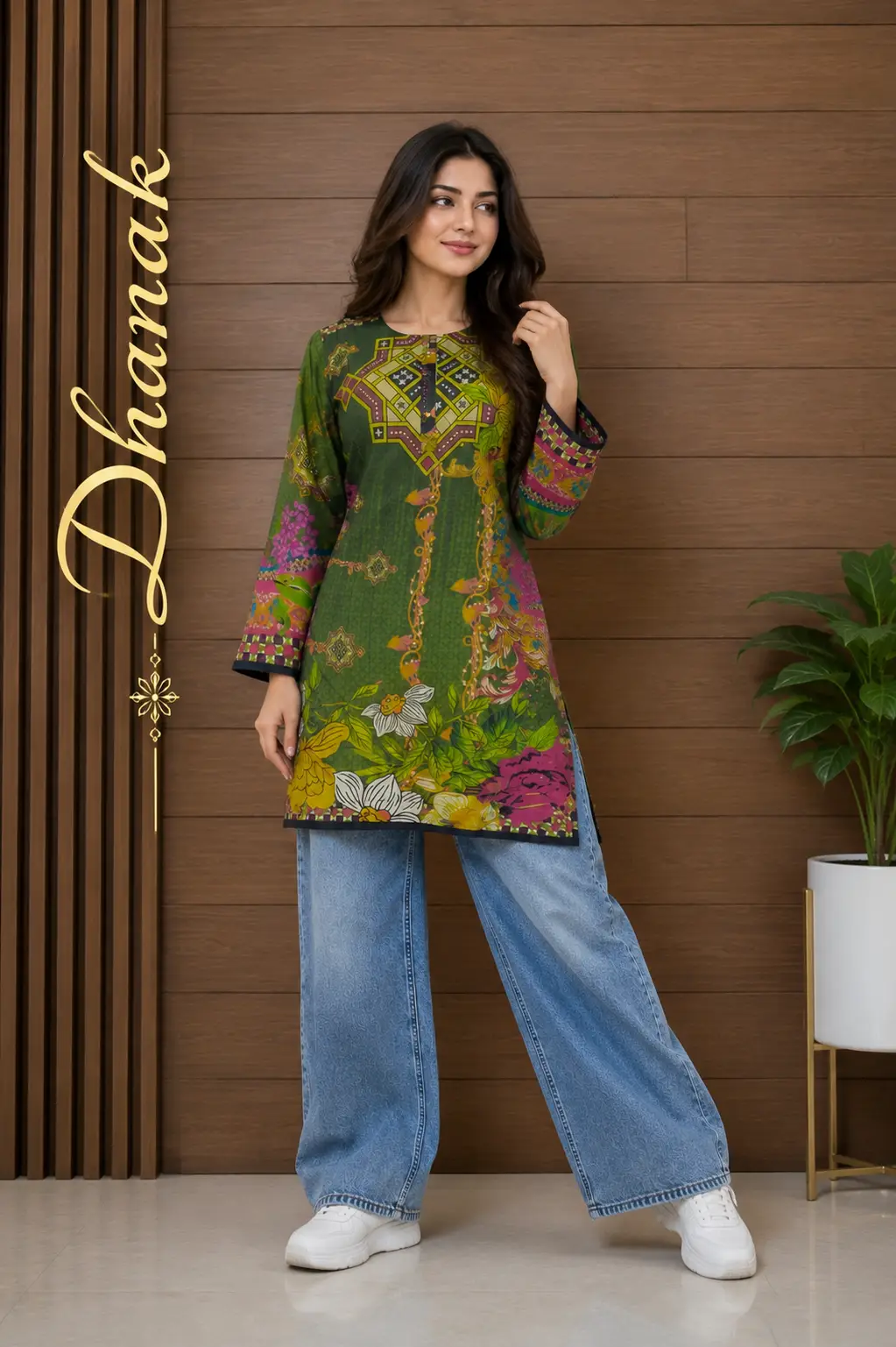 1 Pc Women's Stitched Dhanak Printed Shirt
