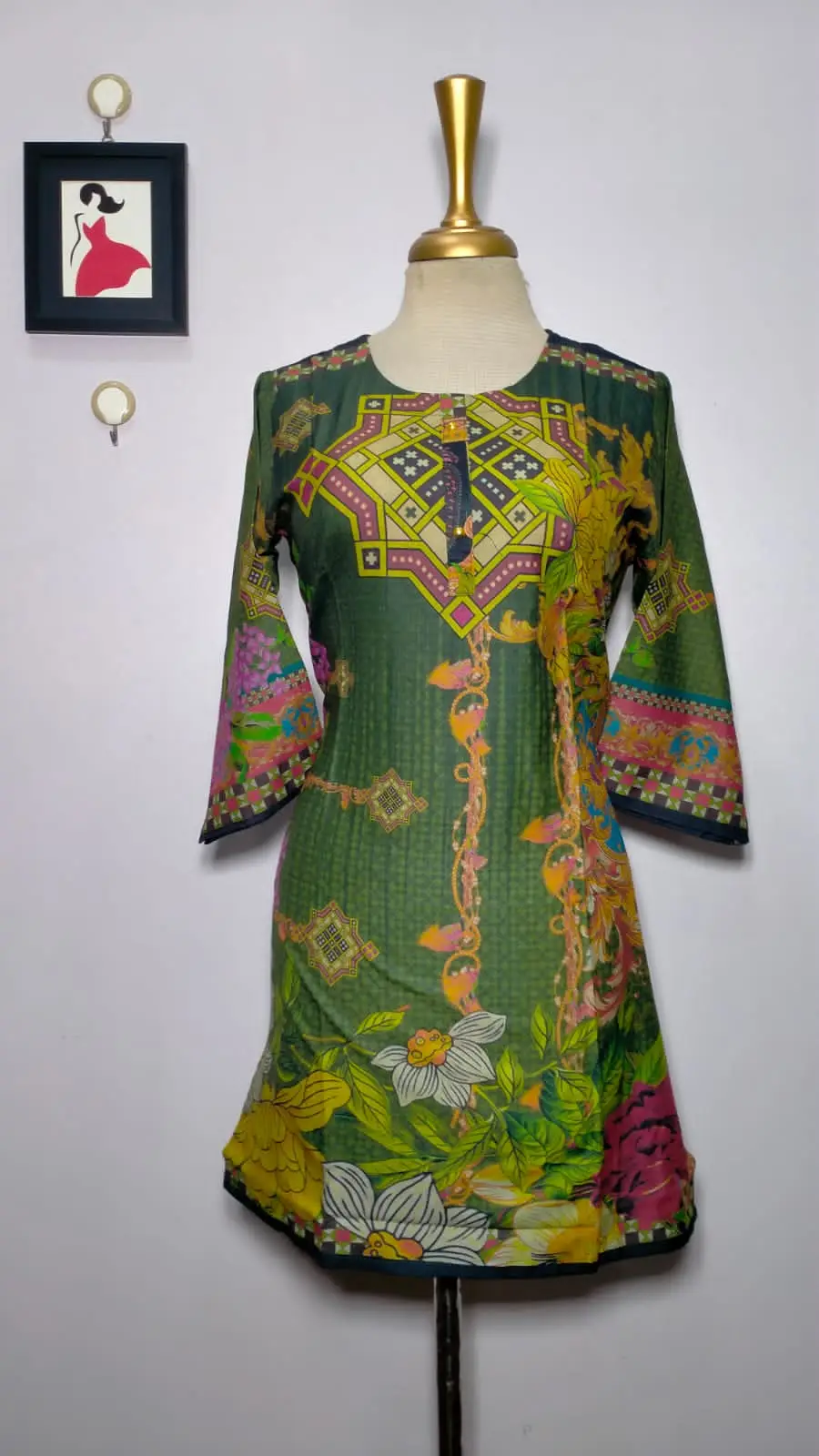 1 Pc Women's Stitched Dhanak Printed Shirt