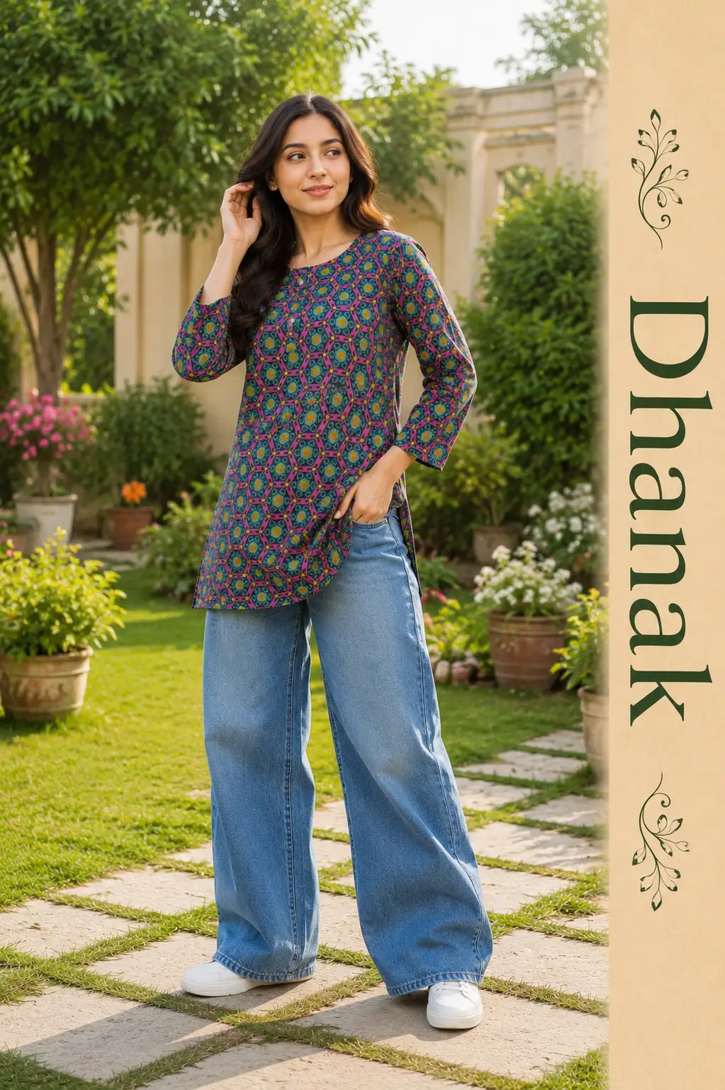 1 Pc Women's Stitched Dhanak Printed Shirt