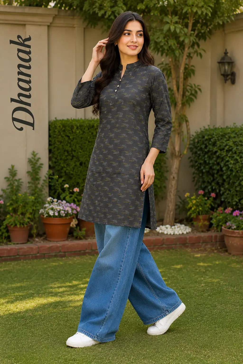 1 Pc Women's Stitched Dhanak Printed Shirt