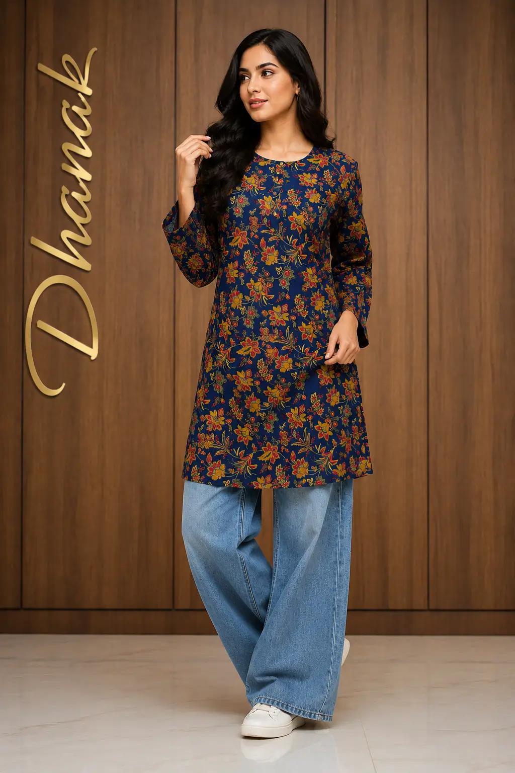 1 Pc Women's Stitched Dhanak Printed Shirt