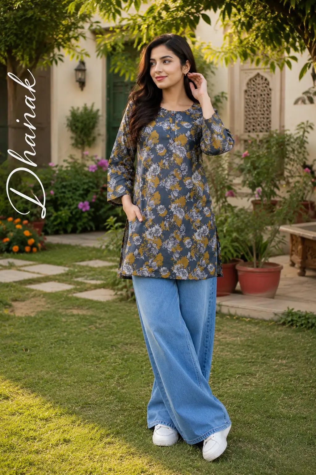 1 Pc Women's Stitched Dhanak Printed Shirt