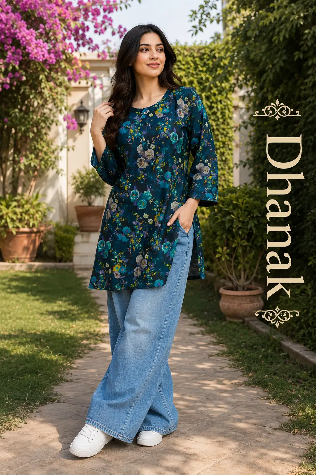 1 Pc Women's Stitched Dhanak Printed Shirt