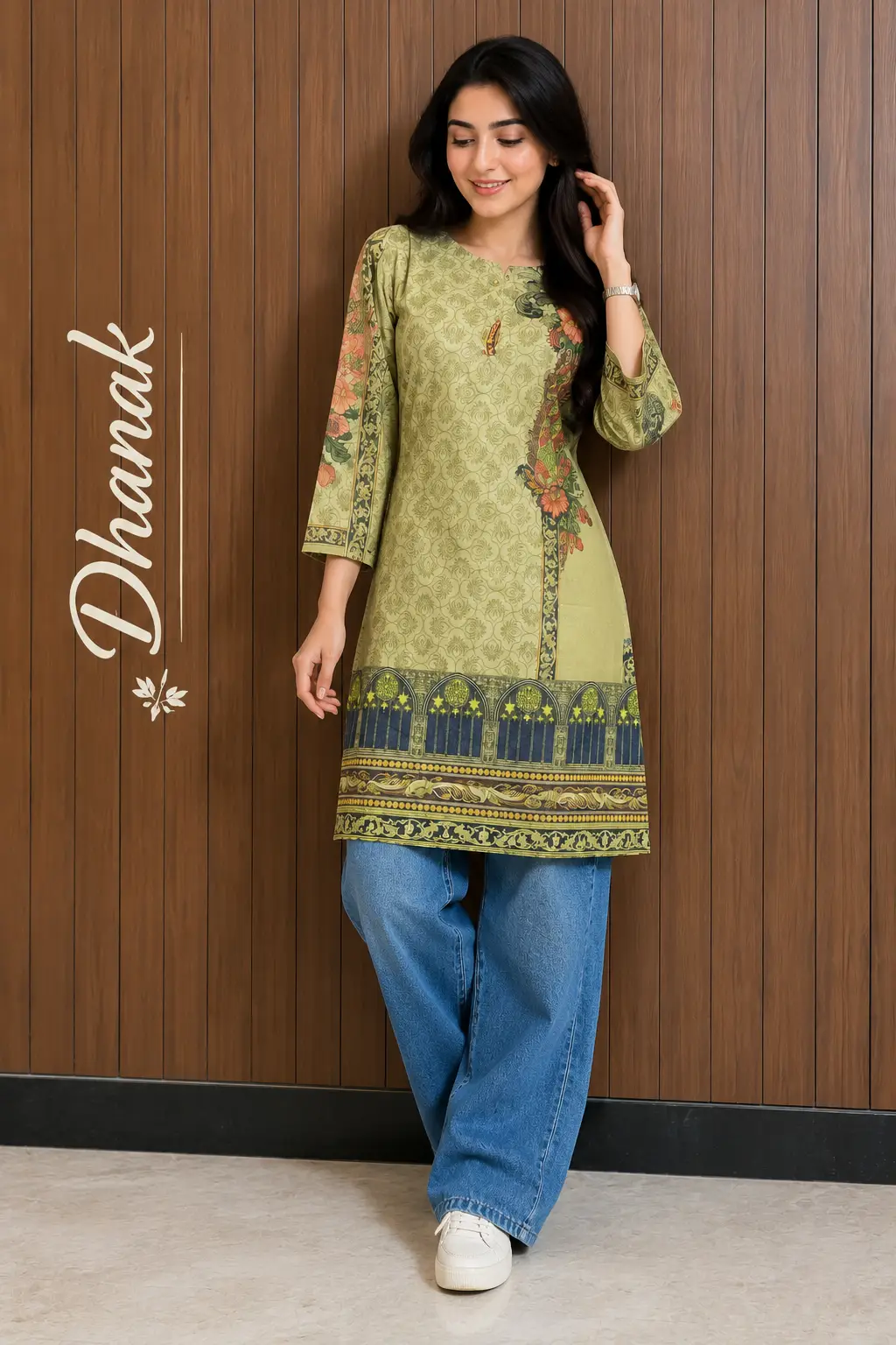 1 Pc Women's Stitched Dhanak Printed Shirt