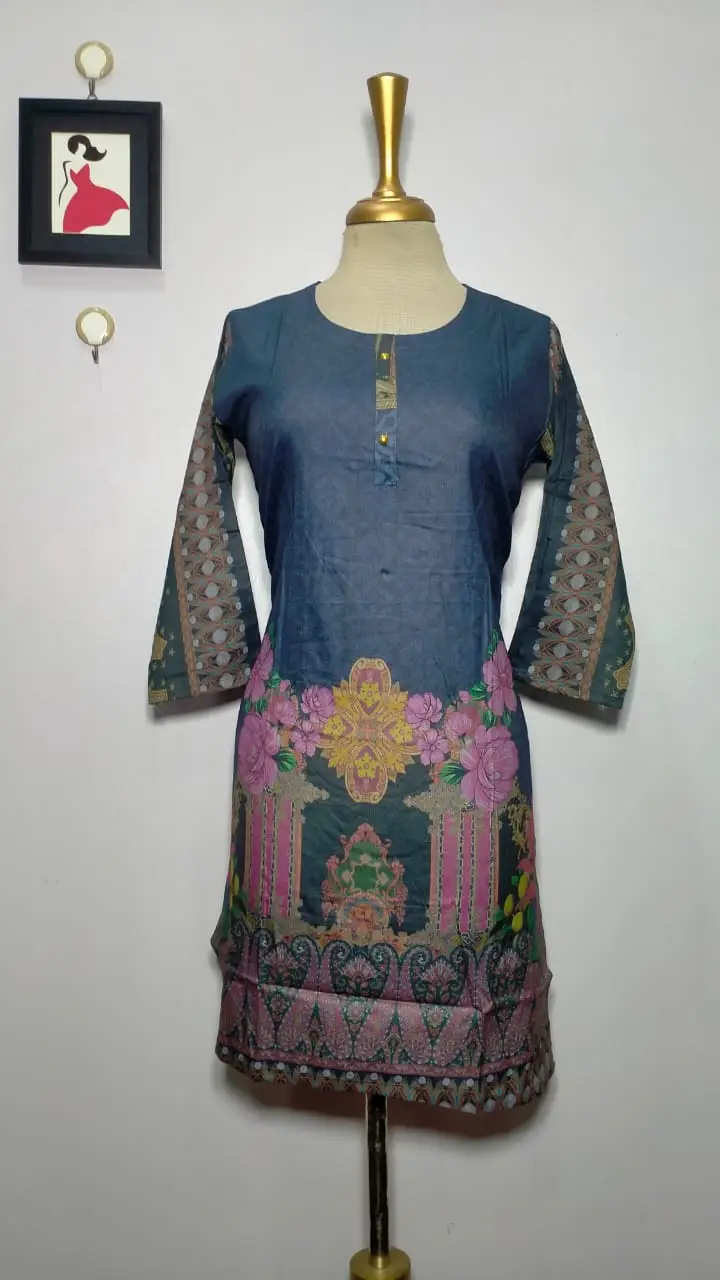 1 Pc Women's Stitched Dhanak Printed Shirt