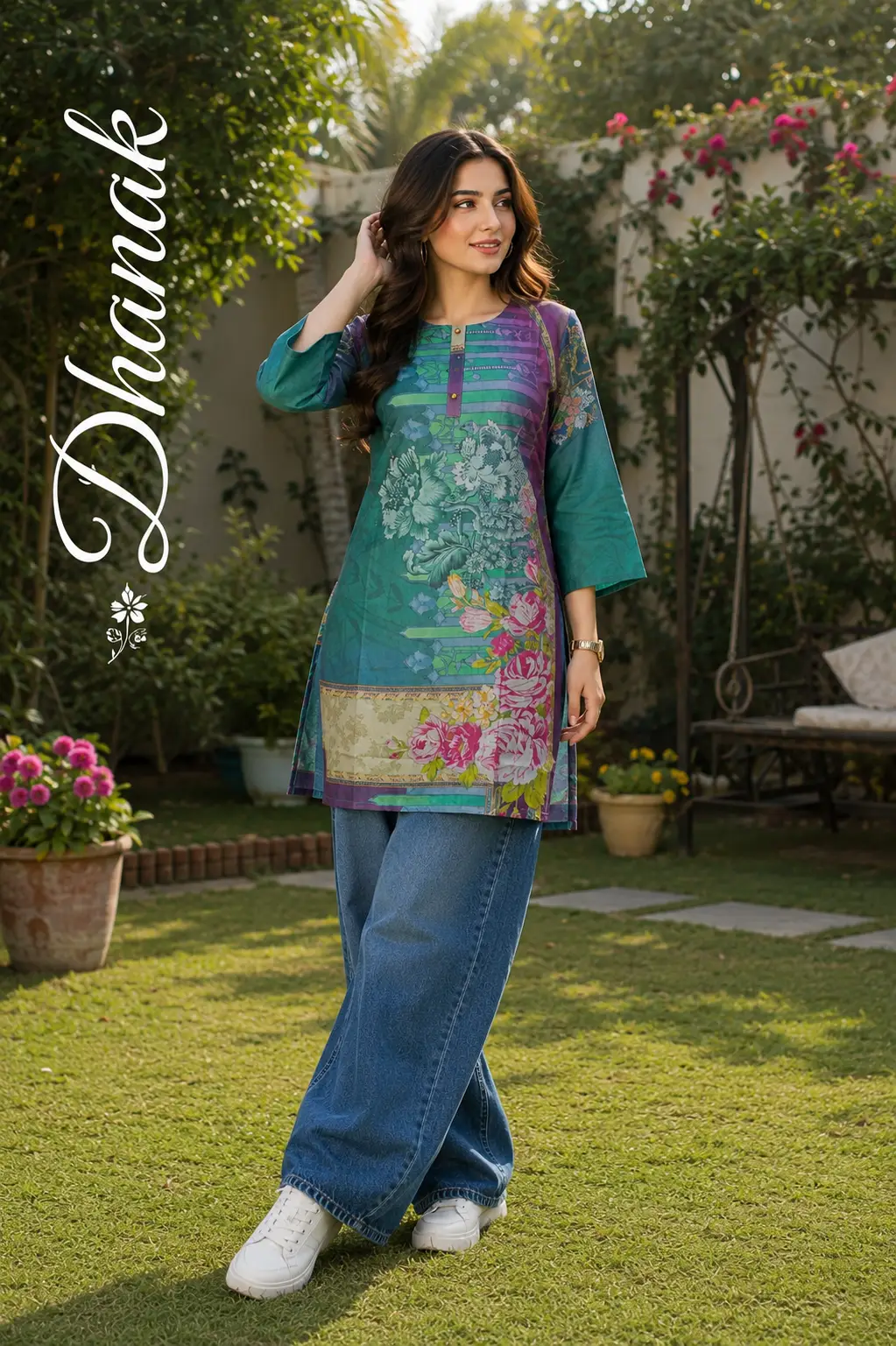 1 Pc Women's Stitched Dhanak Printed Shirt