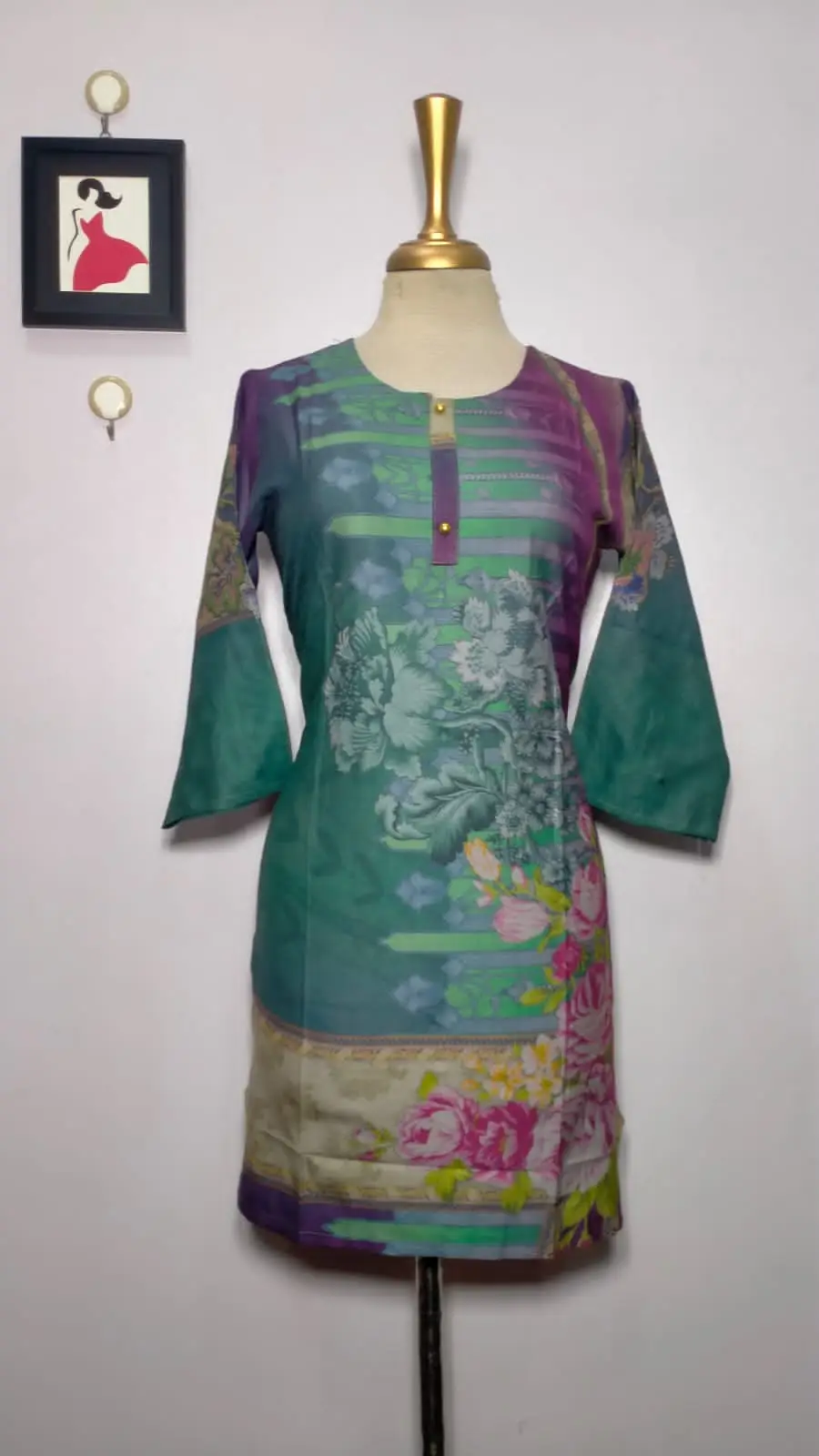 1 Pc Women's Stitched Dhanak Printed Shirt