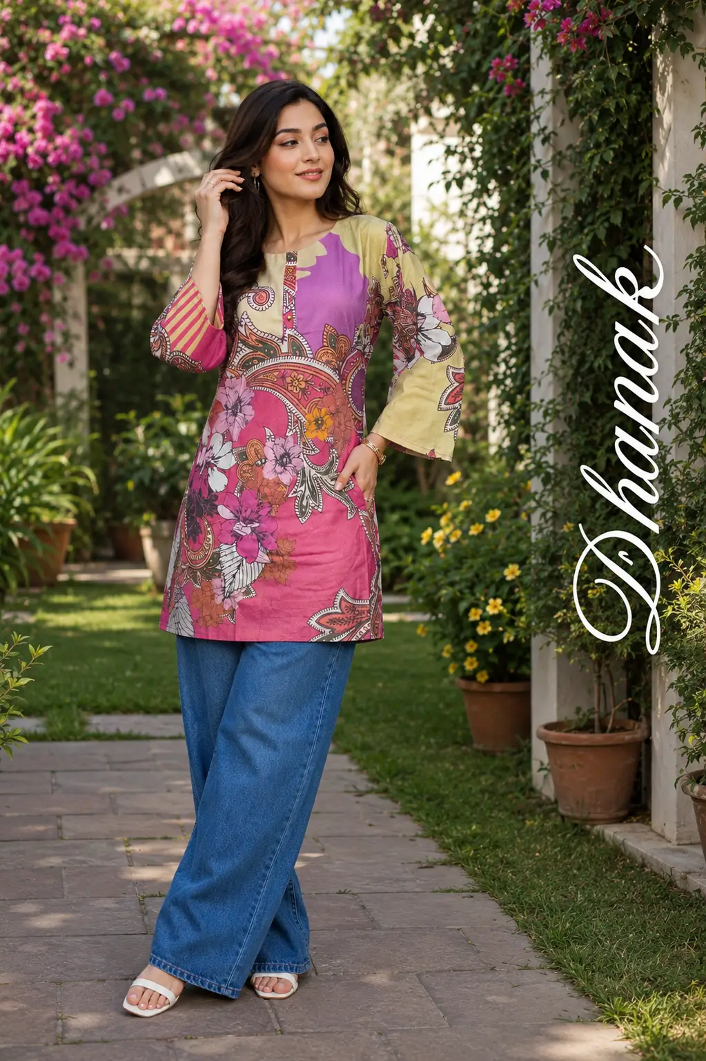 1 Pc Women's Stitched Dhanak Printed Shirt