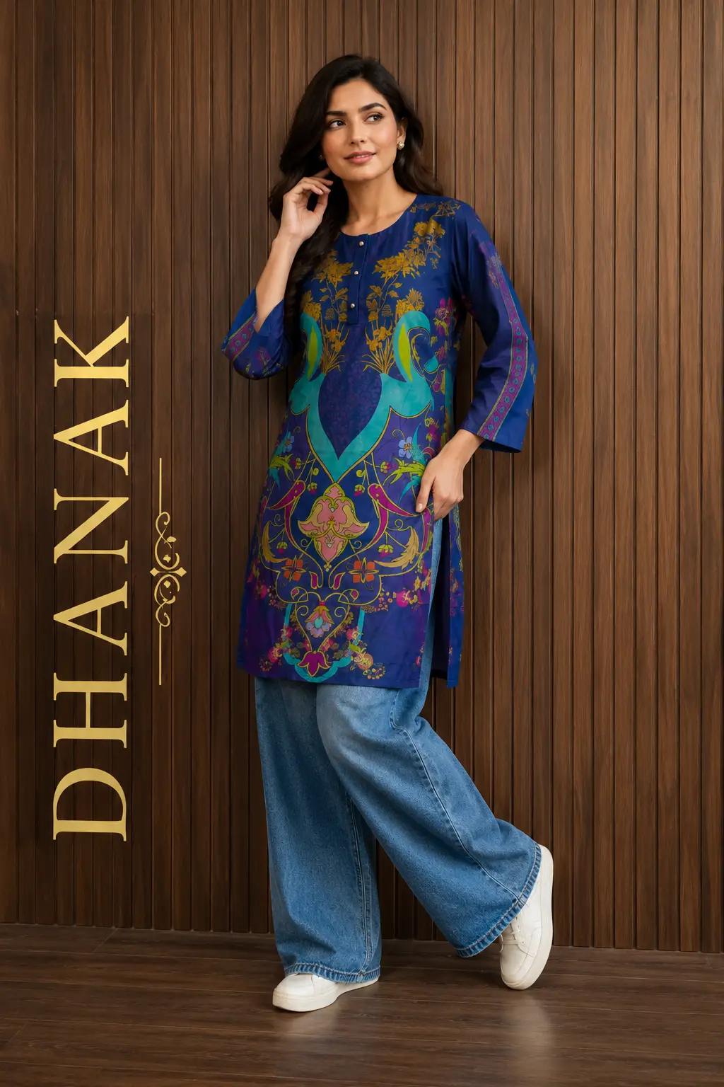 1 Pc Women's Stitched Dhanak Printed Shirt
