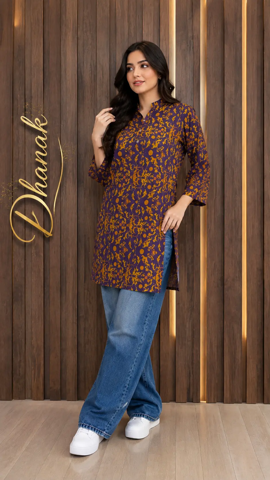 1 Pc Women's Stitched Dhanak Printed Shirt