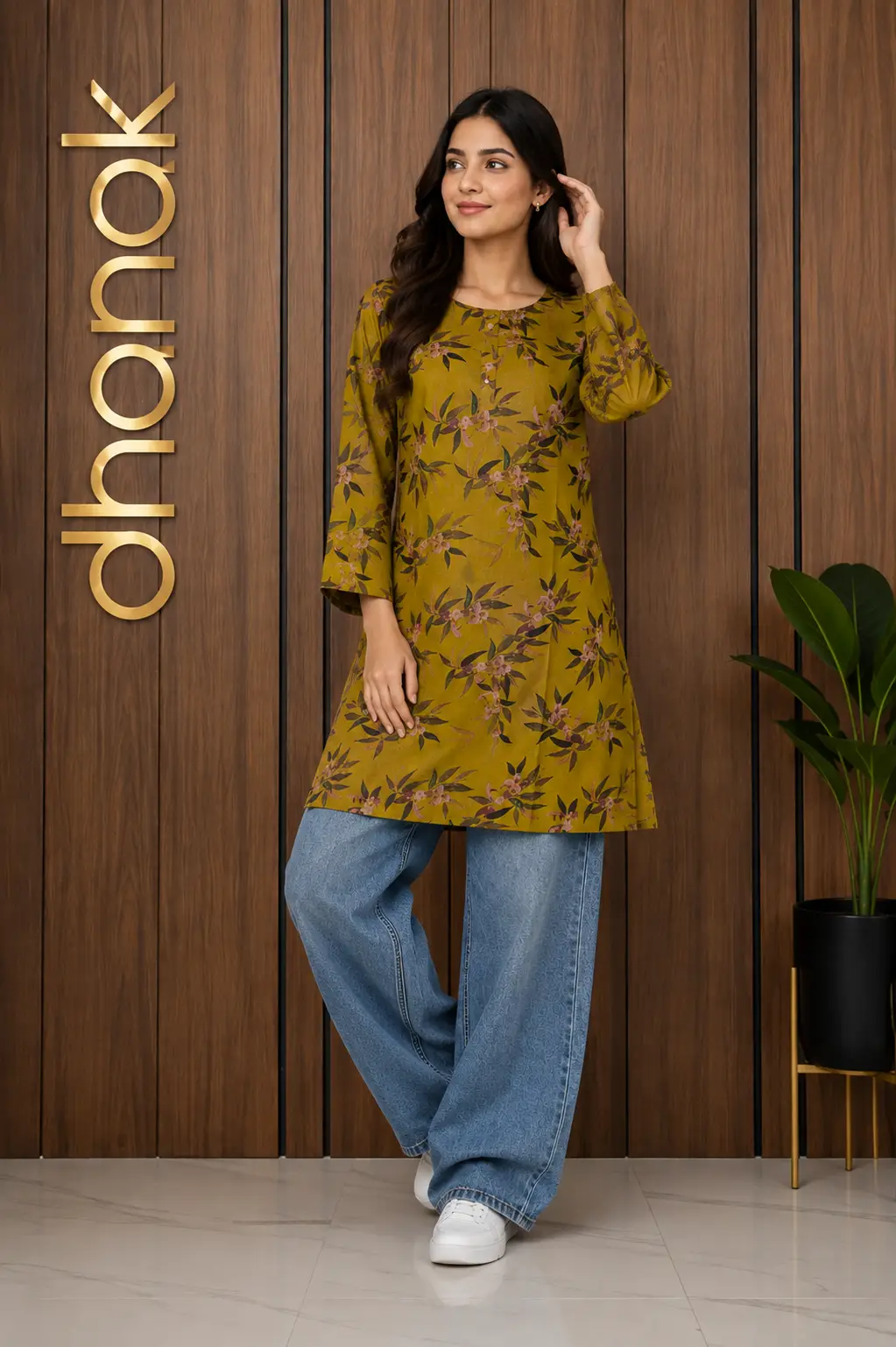 1 Pc Women's Stitched Dhanak Printed Shirt