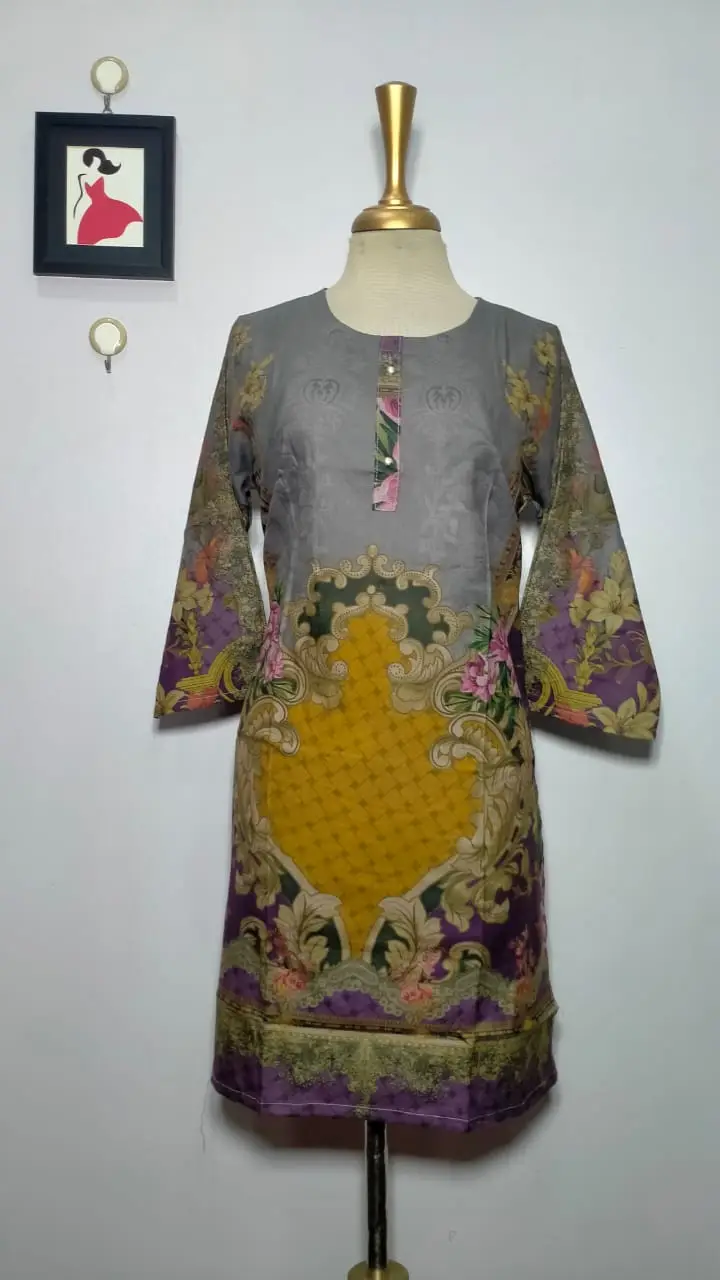 1 Pc Women's Stitched Dhanak Printed Shirt