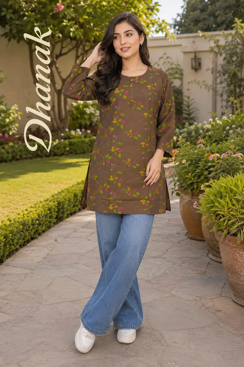 1 Pc Women's Stitched Dhanak Printed Shirt