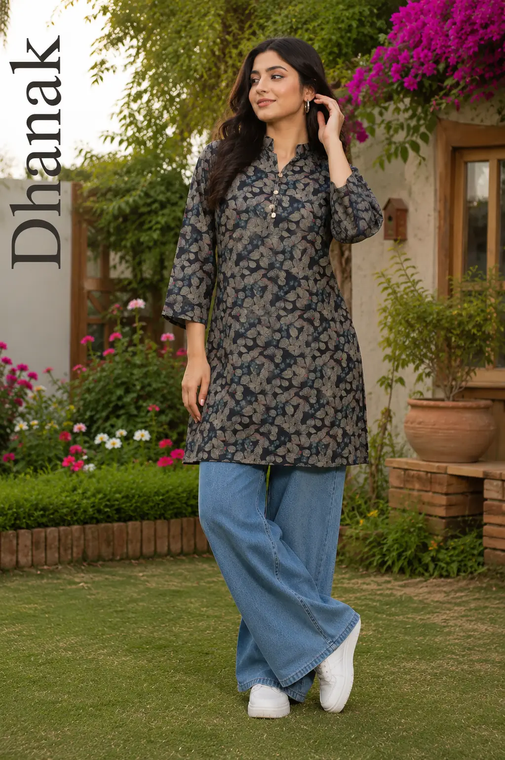 1 Pc Women's Stitched Dhanak Printed Shirt