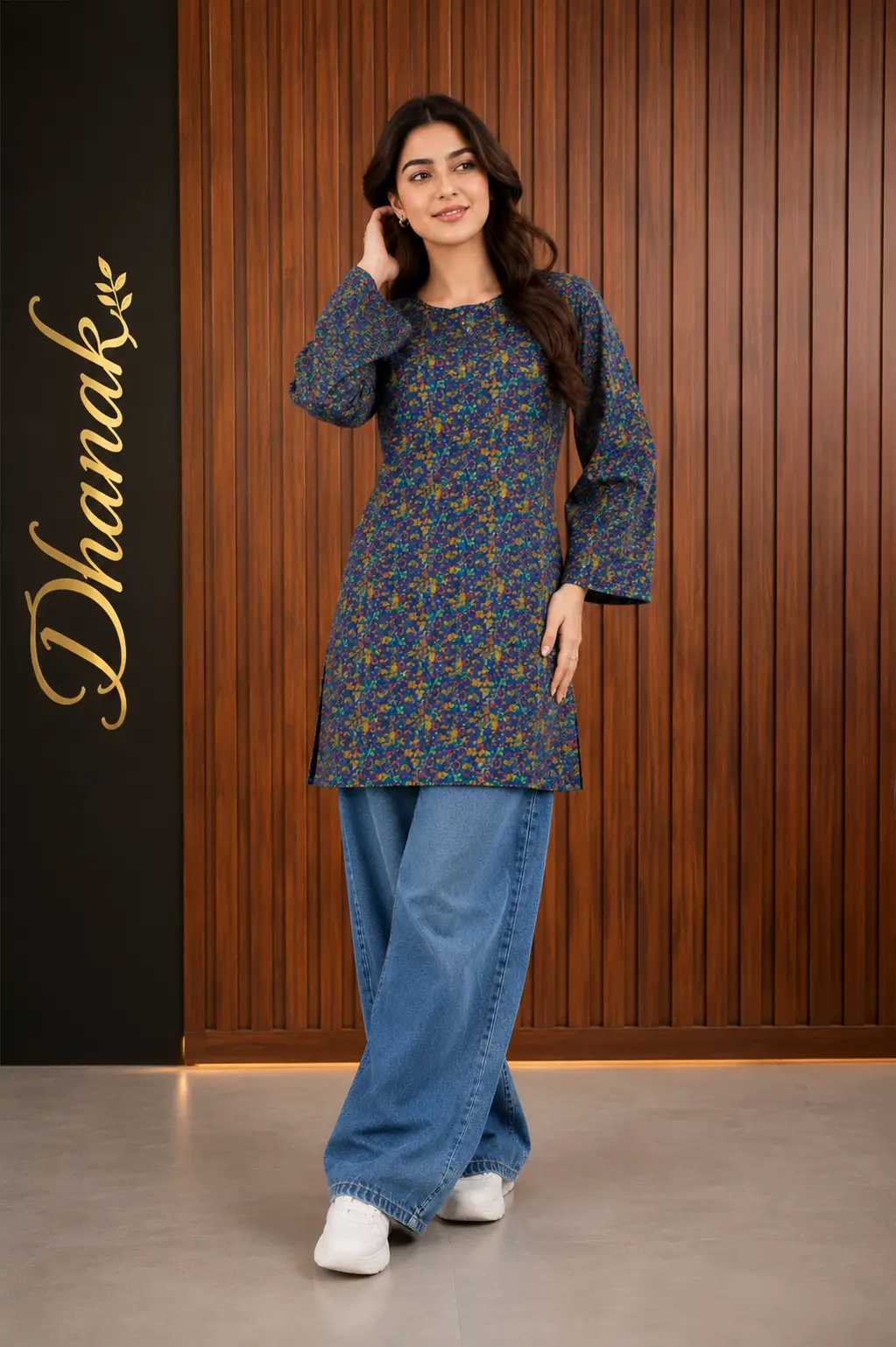 1 Pc Women's Stitched Dhanak Printed Shirt