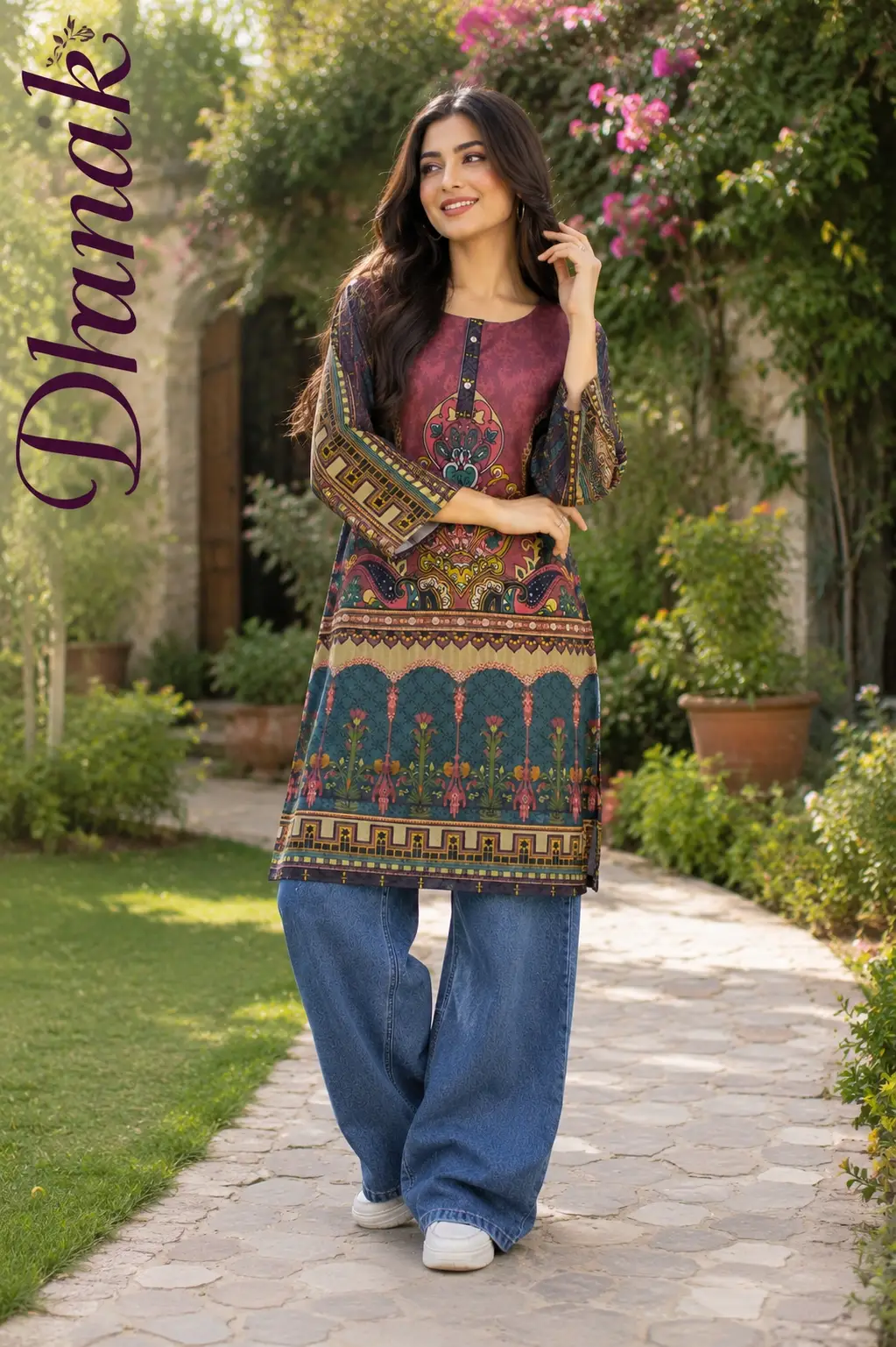 1 Pc Women's Stitched Dhanak Printed Shirt