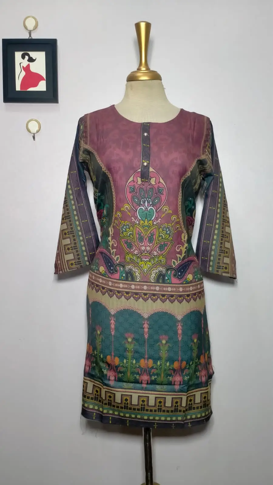 1 Pc Women's Stitched Dhanak Printed Shirt
