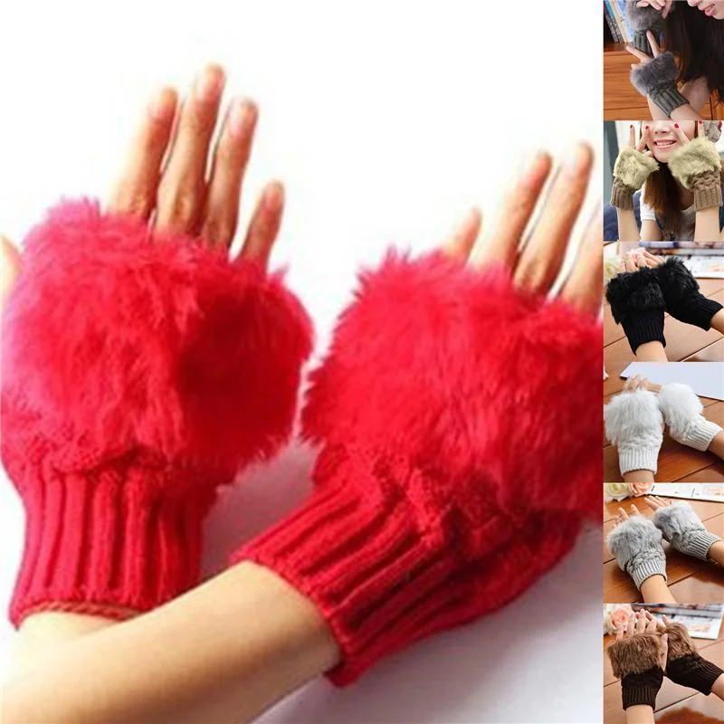 Wool Fingerless Gloves Red Blue Brown Maroon Off White