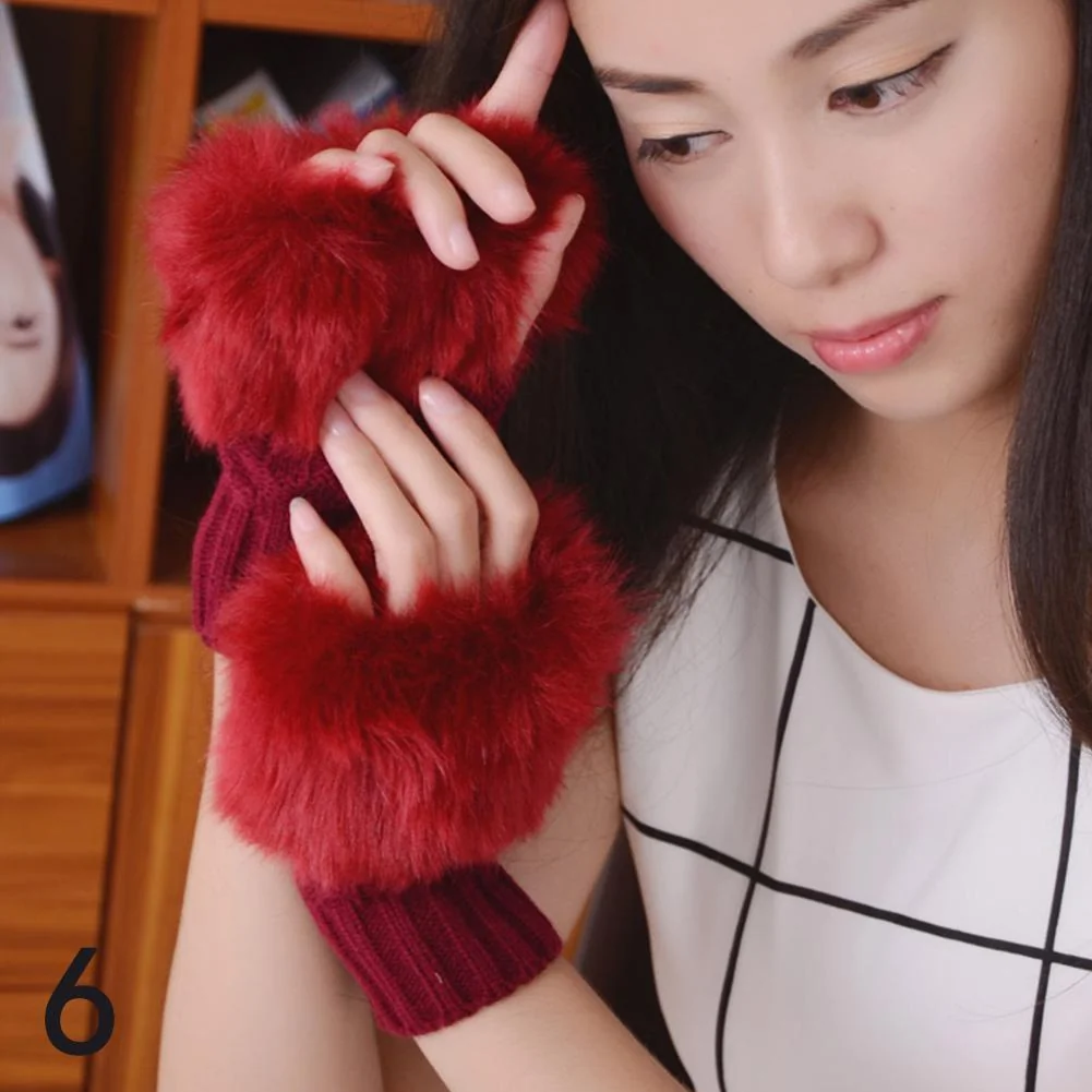 Wool Fingerless Gloves Red Blue Brown Maroon Off White