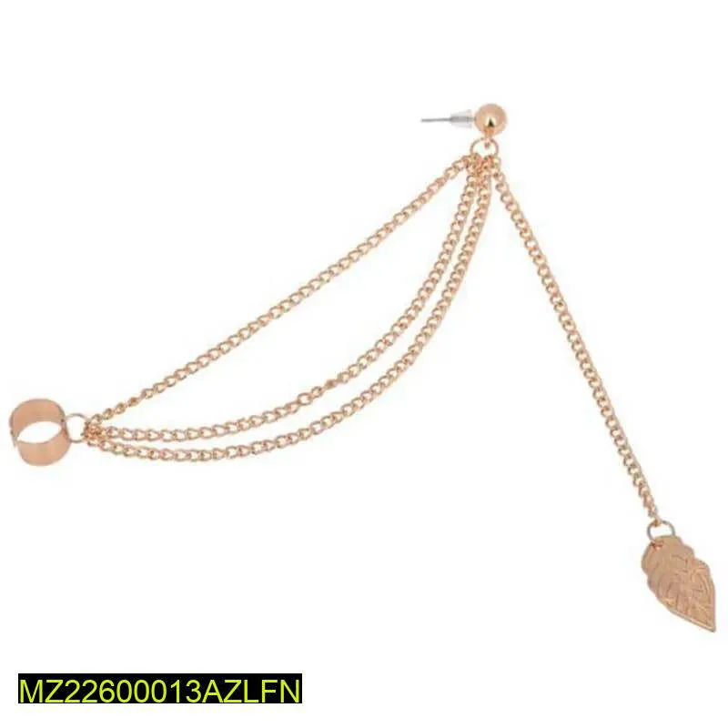 Golden Leaf Ear Cuffs Earrings Alloy Party Eid Jewelry