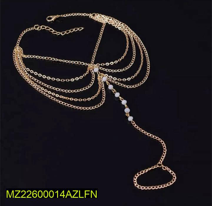 Golden Layered Chain Anklet for Women Party Eid
