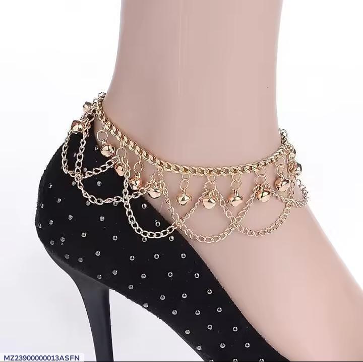 Gold Plated Bell Anklet for Women Festive Wear