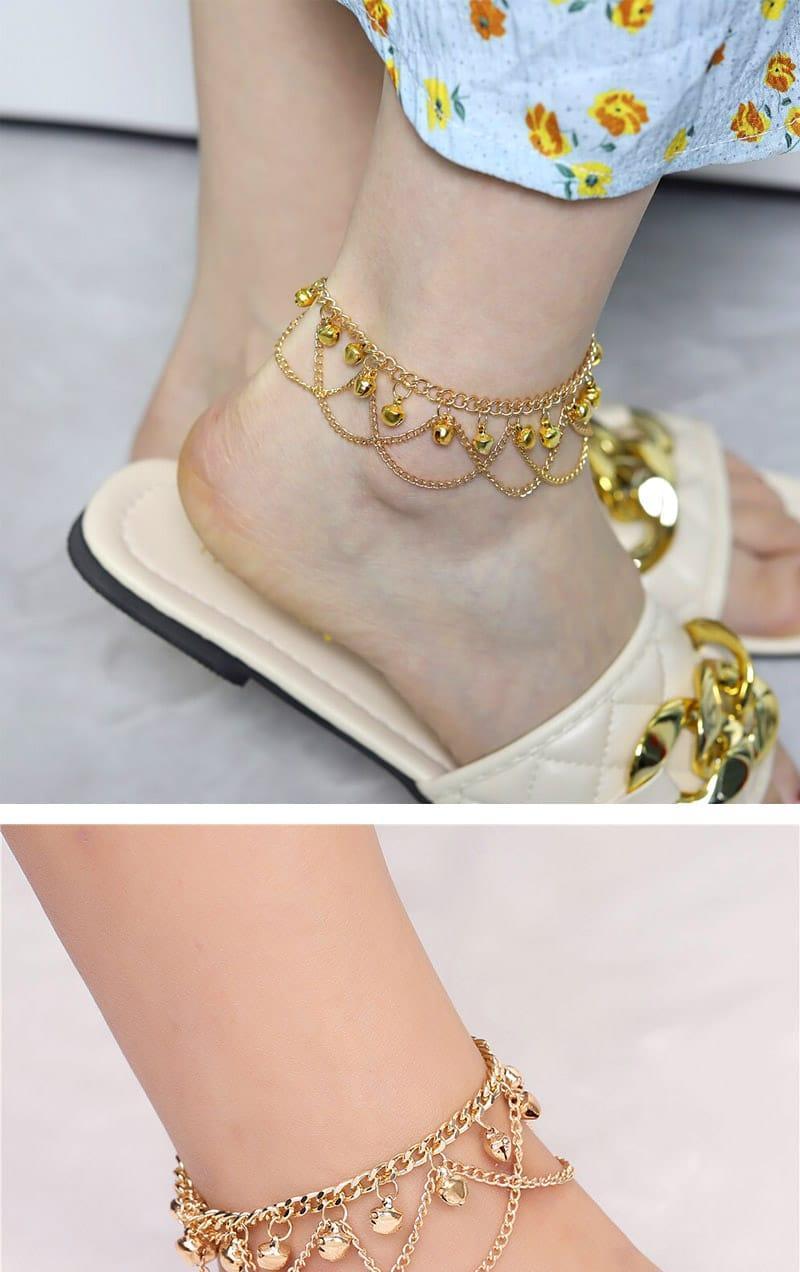 Gold Plated Bell Anklet for Women Festive Wear