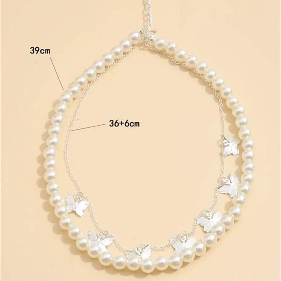 Silver Plated 2 Layered Butterfly Choker for Women