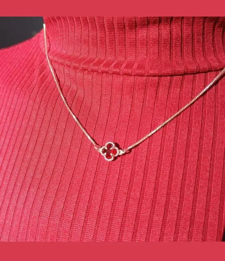 Silver Clover Pendant Necklace for Women Adjustable Silver