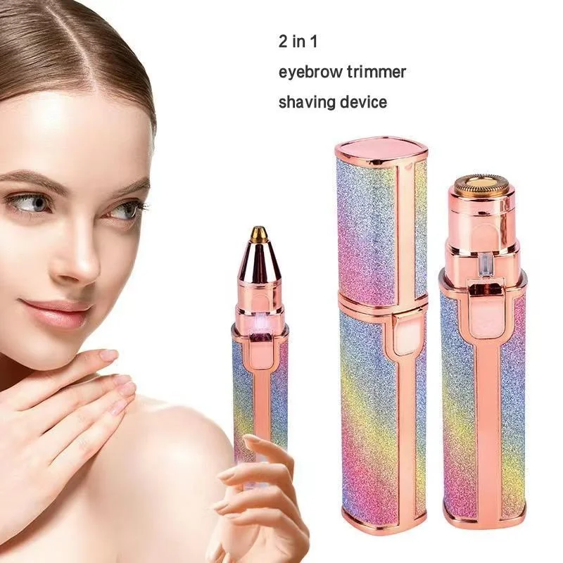 Rechargeable 2-in-1 Eyebrow Trimmer & Facial Shaver Multicolor