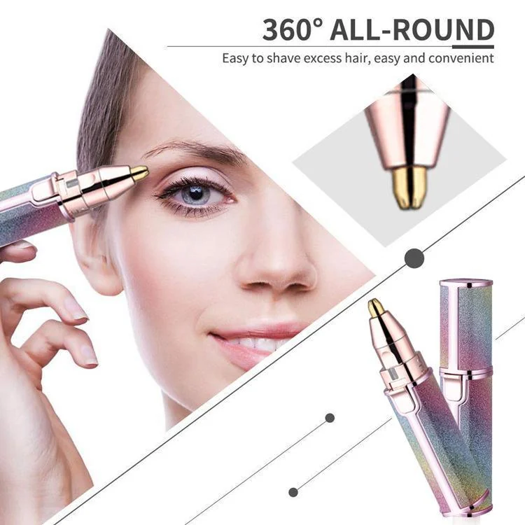 Rechargeable 2-in-1 Eyebrow Trimmer & Facial Shaver Multicolor