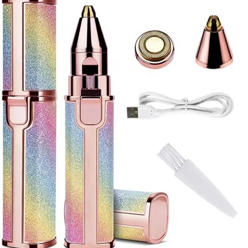 Rechargeable 2-in-1 Eyebrow Trimmer & Facial Shaver Multicolor