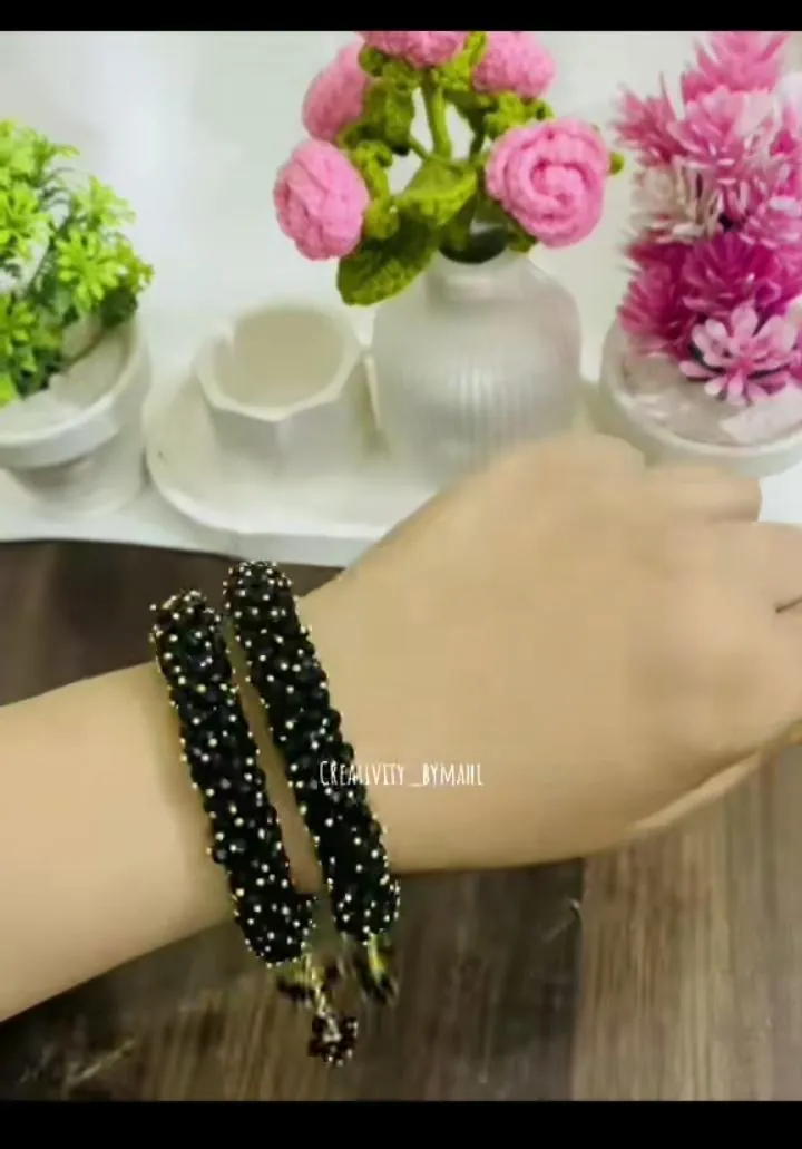 Black Crystal Gajrey for Women Bridal Wear
