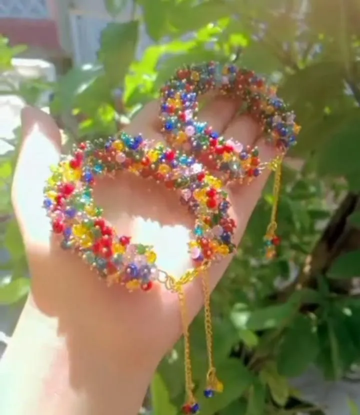 Multicolor Crystal Gajrey Bracelets Set for Women