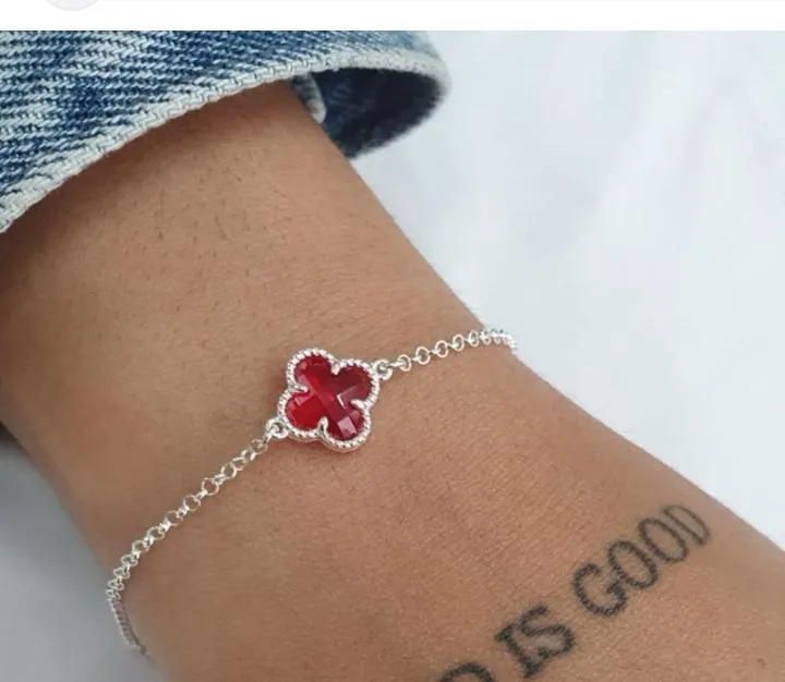 Silver Clover Charm Bracelet Adjustable for Women