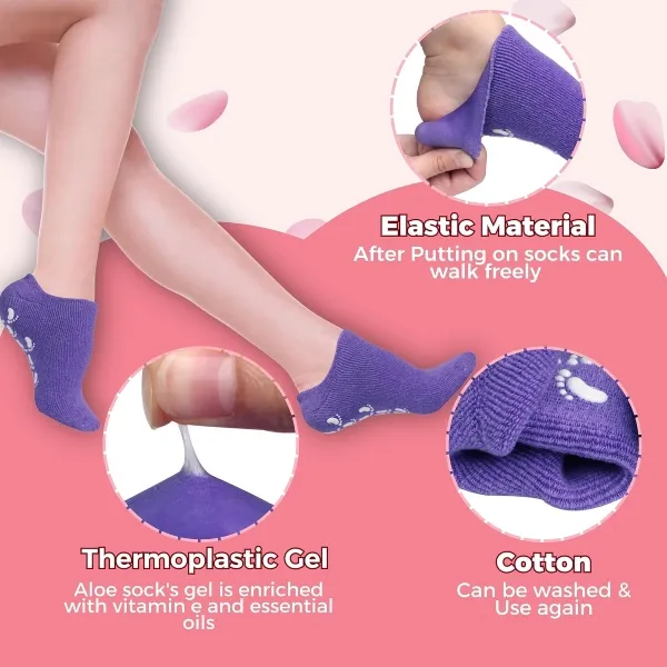 Purple Silicone Anti-Crack Foot Socks for Men Women