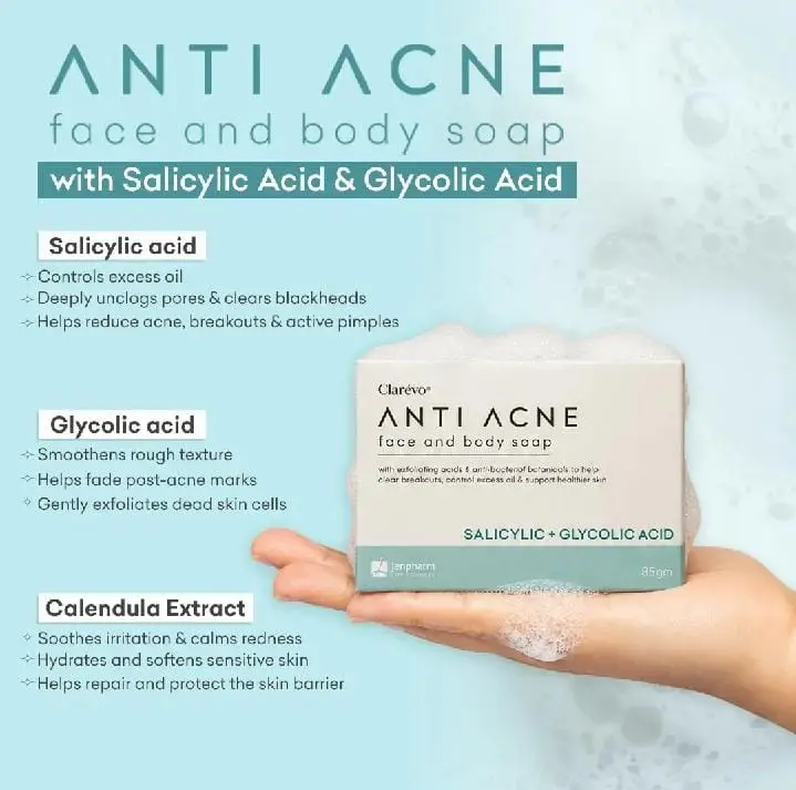 Clarevo Anti Acne Soap-For Men & Women (Jenpharm)