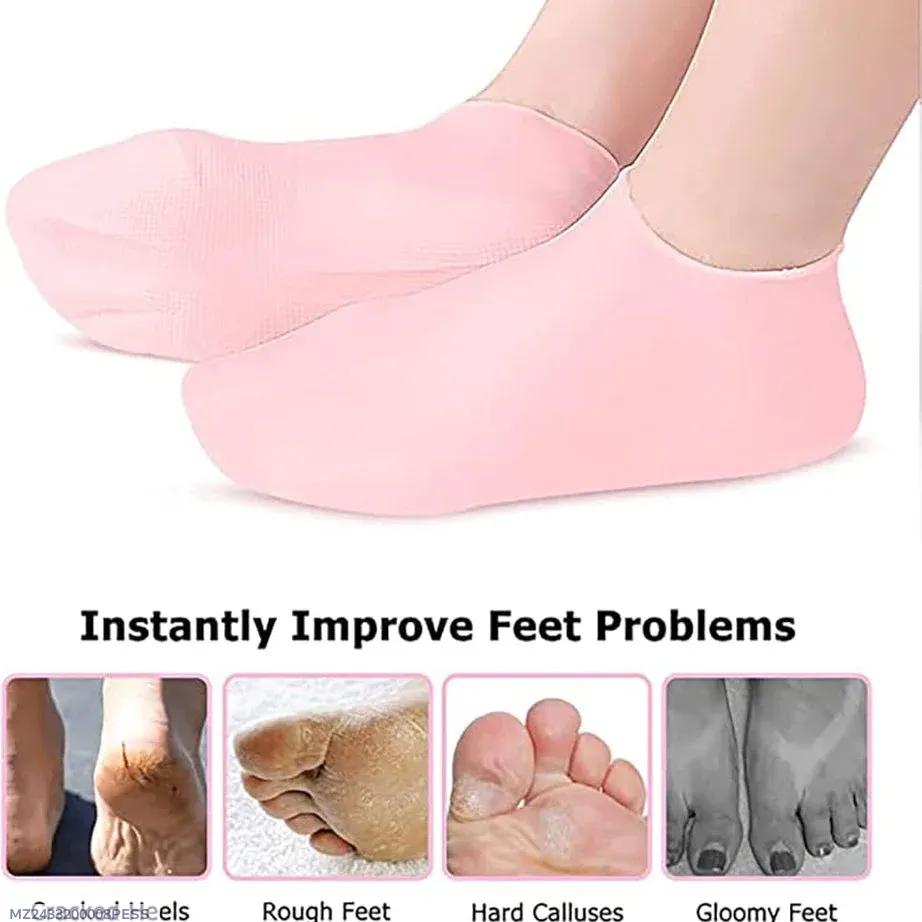 Pink Silicone Heel Socks for Foot Care 2 Pcs