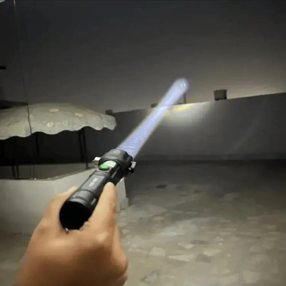LED Rechargeable Torch Black Waterproof 3000mAh
