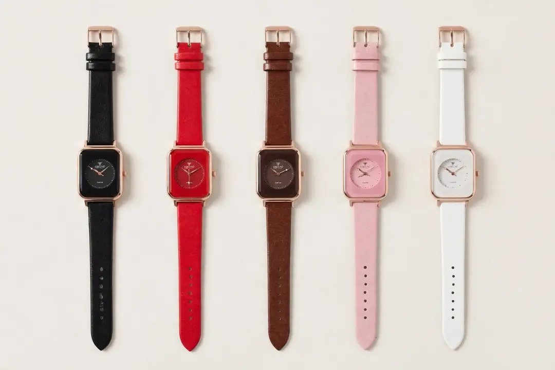 Fortune Time Elegant Square Leather Strap Watch For Women