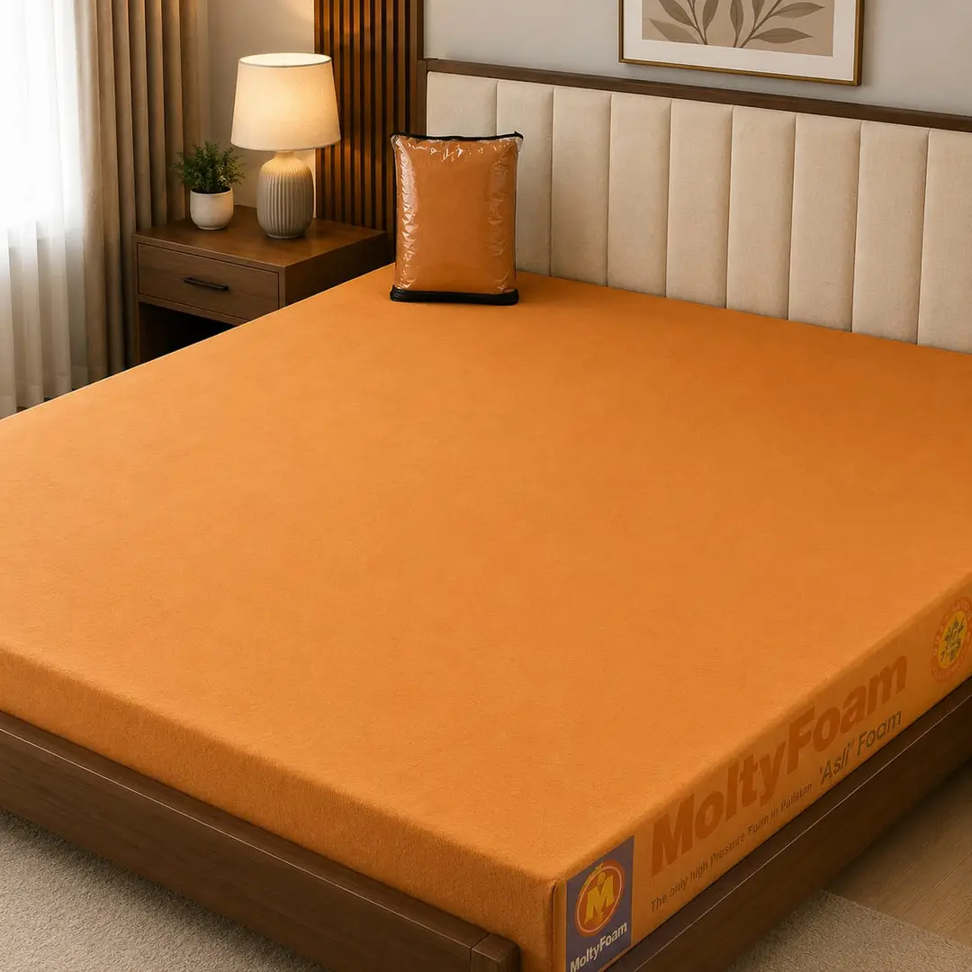 Terry Cotton Plain Double Bed Mattress Cover