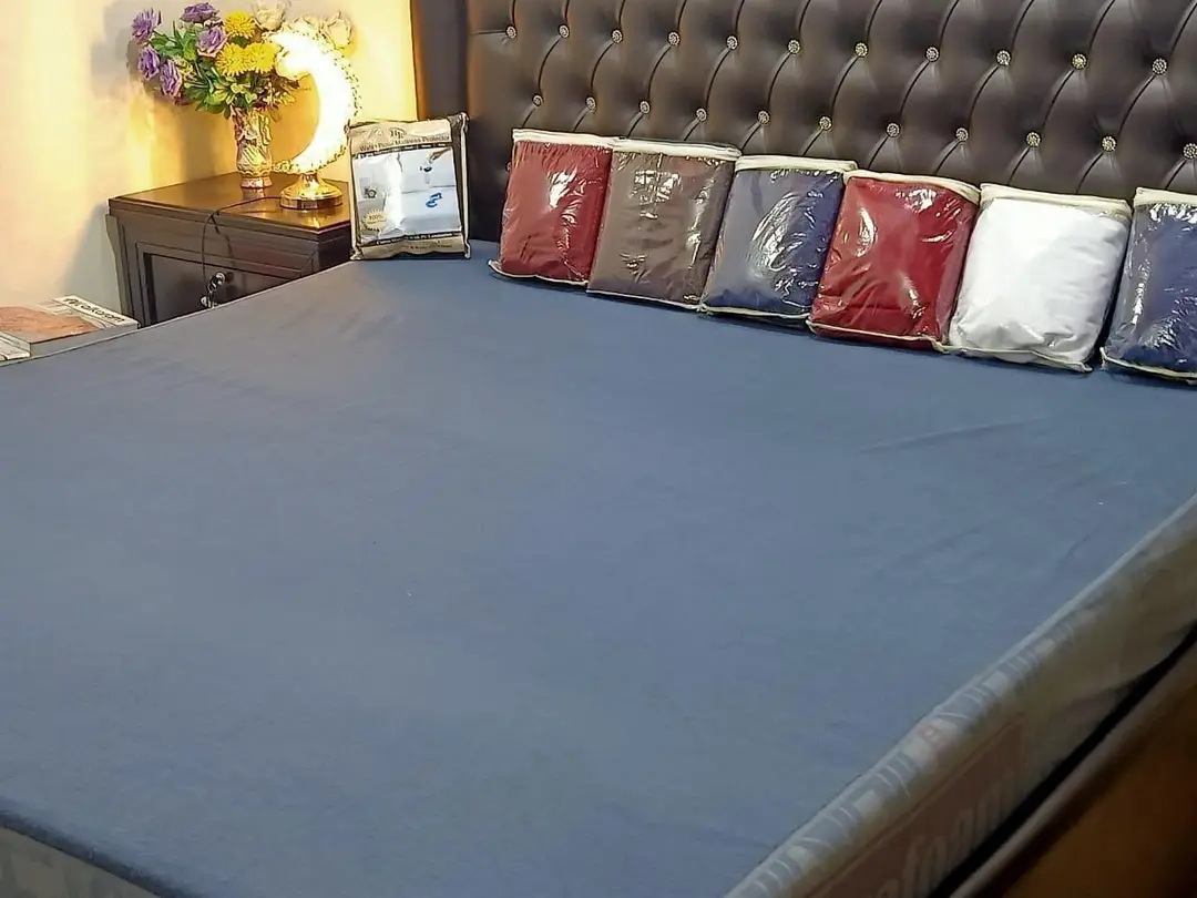 Terry Cotton Plain Double Bed Mattress Cover