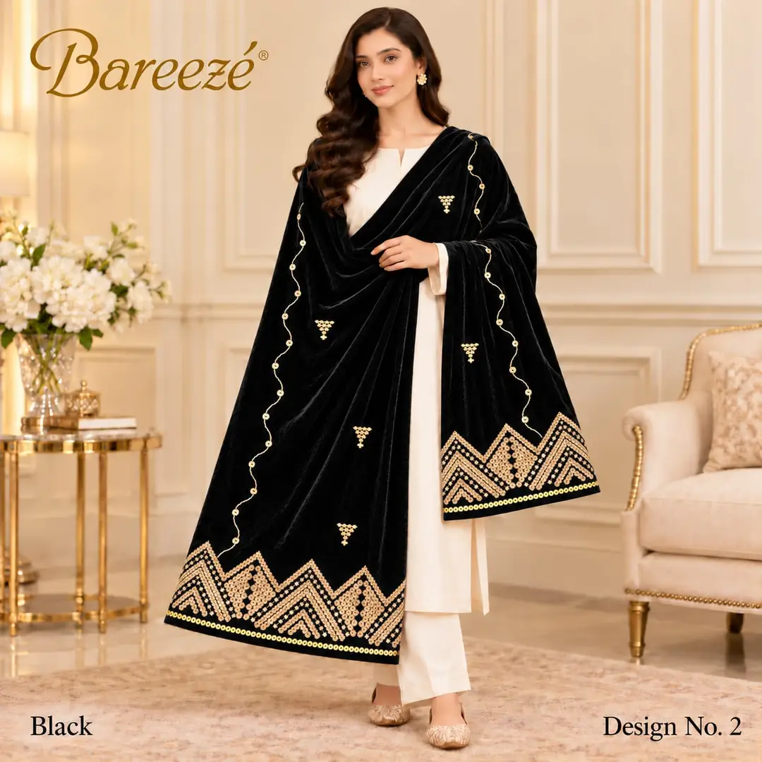 Women's Velvet Embroidered Shawl