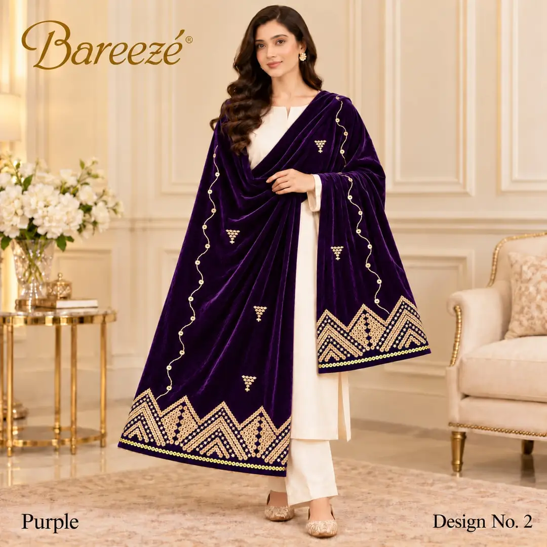 Women's Velvet Embroidered Shawl