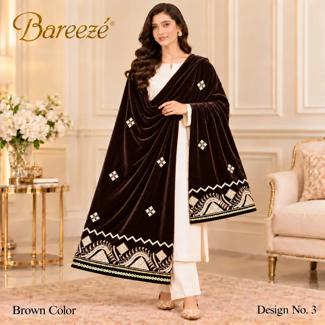 Women's Velvet Embroidered Shawl
