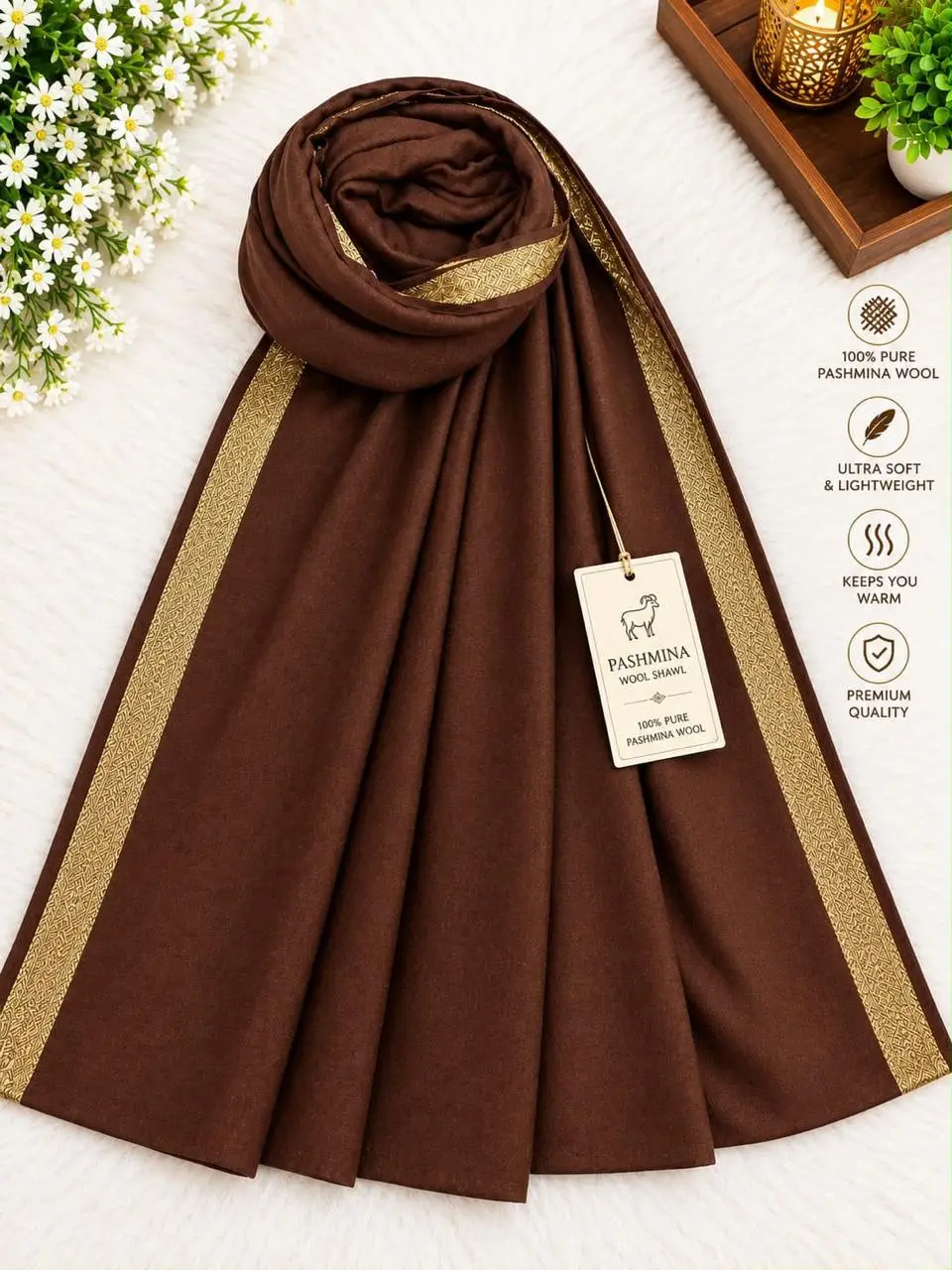 Women's Pashmina Wool Plain Shawl